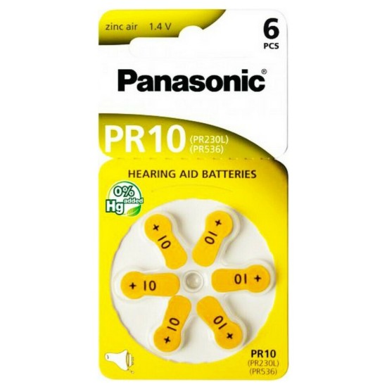 PANASONIC μπαταρίες ακουστικών βαρηκοΐας PR10, mercury free, 1.4V, 6τμχ PANASONIC μπαταρίες ακουστικών βαρηκοΐας PR10, mercury free, 1.4V, 6τμχ