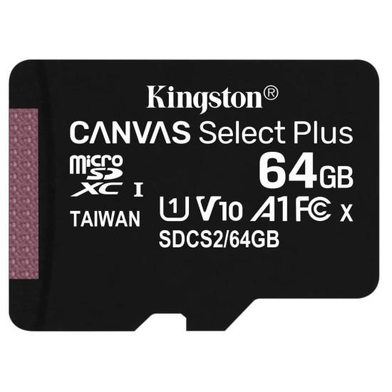 Κάρτα Μνήμης Kingston MicroSD Canvas Select Plus microSDXC 64GB U1 V10 A1 no SD Adapter (SDCS2/64GB
