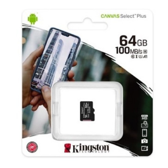 Κάρτα Μνήμης Kingston MicroSD Canvas Select Plus microSDXC 64GB U1 V10 A1 no SD Adapter (SDCS2/64GB