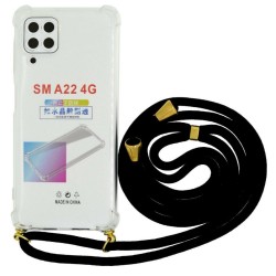 Θήκη Ancus Crossbody για Samsung SM-A225F Galaxy A22 με Κορδόνι Μαυρo Διάφανη