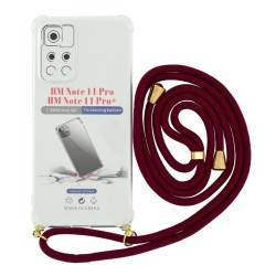 Θήκη Ancus Crossbody για Xiaomi Note 11 Pro+ με Κορδόνι Μπορντό Διάφανη