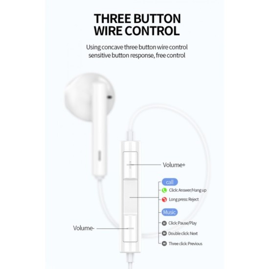 CELEBRAT earphones με μικρόφωνο G16, Type-C, 1.2m, λευκά