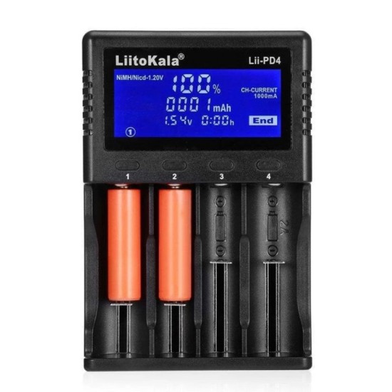 LIITOKALA φορτιστής LII-PD4 για μπαταρίες NiMH/CD, Li-Ion, IMR, 4 slots LIITOKALA φορτιστής LII-PD4 για μπαταρίες NiMH/CD, Li-Ion, IMR, 4 slots