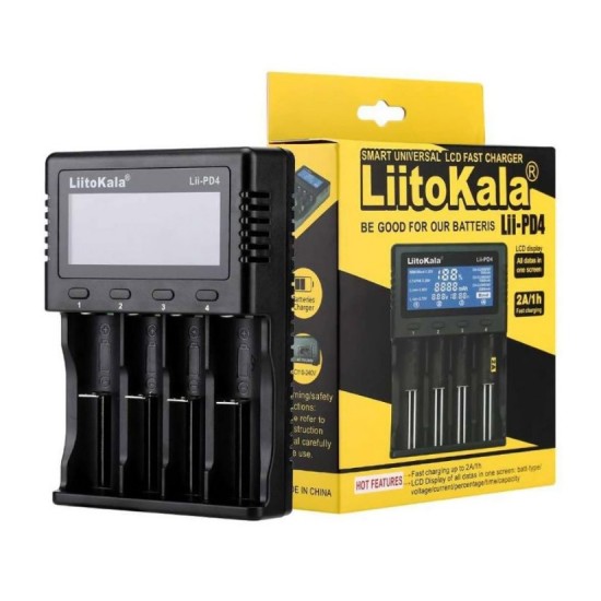 LIITOKALA φορτιστής LII-PD4 για μπαταρίες NiMH/CD, Li-Ion, IMR, 4 slots LIITOKALA φορτιστής LII-PD4 για μπαταρίες NiMH/CD, Li-Ion, IMR, 4 slots