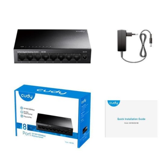 CUDY desktop switch GS108, 8-port Gigabit, 10/100/1000Mbps