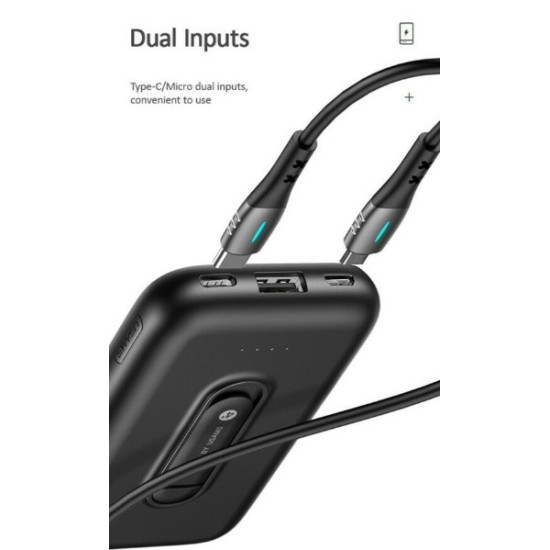 USAMS power bank PB51 με stand, 4000mAh, USB & ασύρματη φόρτιση, μαύρο