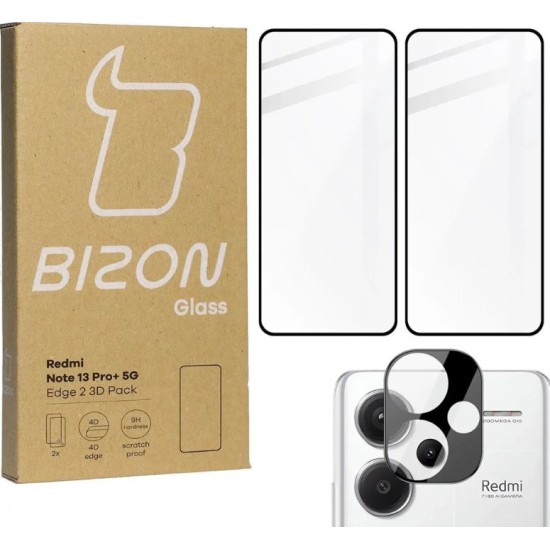 Bizon Glass Edge 2 3D Pack tempered Glass - [2 PACK] + lens protection Xiaomi Redmi Note 13 Pro+ 5G