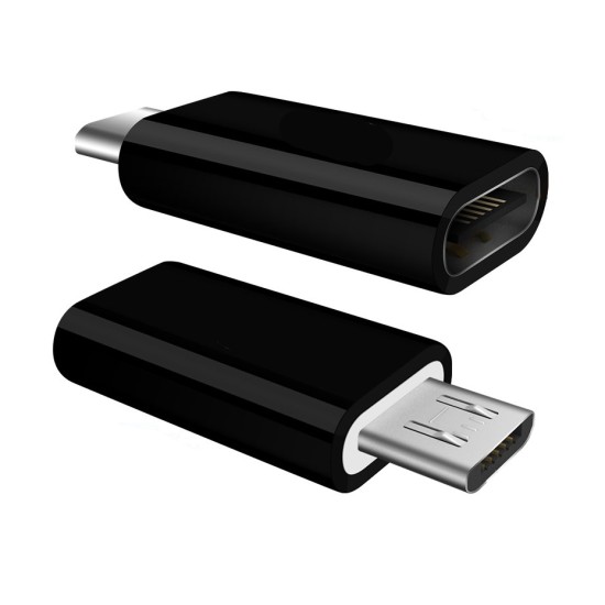 Powertech Adapter OTG Micro USB 2.0 male σε USB Type-C Female , Μαύρο