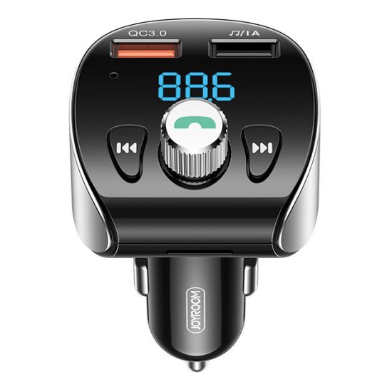 Joyroom FM transmitter με οθόνη JR-CL02, 2x USB, SD card, 18W, Μαύρο