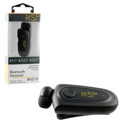 NSP Bluetooth BN219 Retractable Clip On Headset V5.0 (2 Συσκευών) Vibration + Anti-Lost Μαύρο