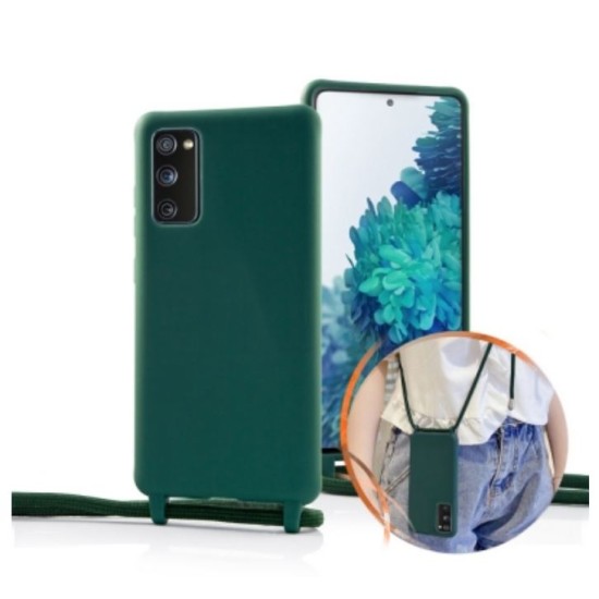 msCase Back Cover Σιλικόνης με Κορδόνι Samsung A72 Σκούρο Πράσινο
