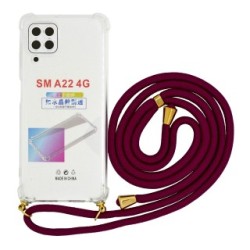 Θήκη Ancus Crossbody για Samsung SM-A225F Galaxy A22 με Κορδόνι Κόκκινο Διάφανη