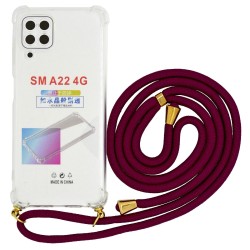 Θήκη Ancus Crossbody για Samsung SM-A225F Galaxy A22 με Κορδόνι Κόκκινο Διάφανη