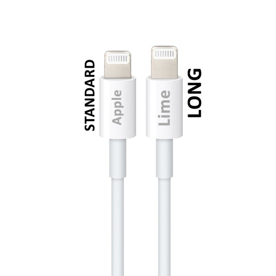 Lime Regular USB 2.0 Cable USB-C male - Lightning longer tip 1m (LCL01) Λευκό