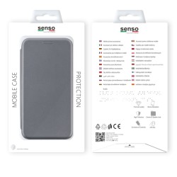 Θήκη Senso Oval Stand Book για Samsung A12/M12 Ασημί