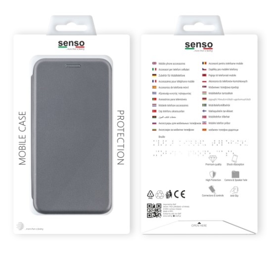 Θήκη Senso Oval Stand Book για Samsung A12/M12 Ασημί
