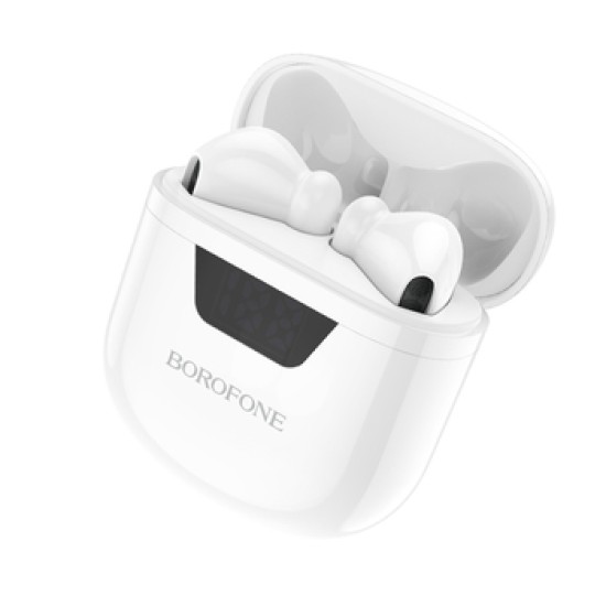 Borofone BW05 Earbud Bluetooth Handsfree Ακουστικά με Θήκη Φόρτισης Λευκά