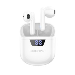 Borofone BW05 Earbud Bluetooth Handsfree Ακουστικά με Θήκη Φόρτισης Λευκά