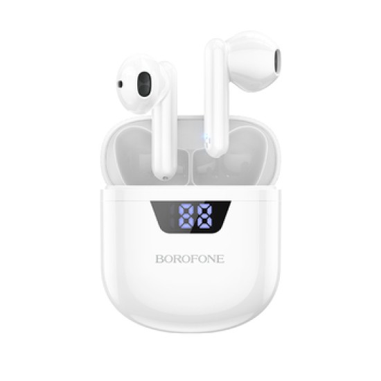 Borofone BW05 Earbud Bluetooth Handsfree Ακουστικά με Θήκη Φόρτισης Λευκά