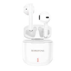 Borofone BW07 Earbud Bluetooth Handsfree Ακουστικά με Αντοχή στον Ιδρώτα και Θήκη Φόρτισης Λευκά