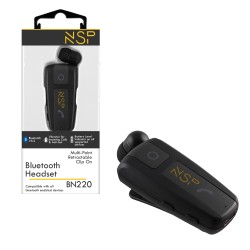 NSP BN220 In-ear Bluetooth Handsfree Ακουστικό Πέτου Μαύρο