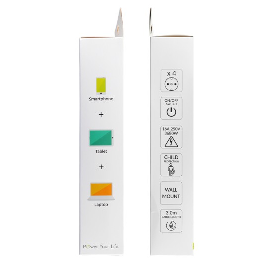 LIME ΠΟΛΥΠΡΙΖΟ 4 ΣΟΥΚΟ LS-430W ΜΕ ΔΙΑΚΟΠΤΗ-ΠΑΙΔΙΚΗ ΠΡΟΣΤΑΣΙΑ (3x1.5mm2) 3.0m ΑΣΠΡΟ