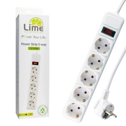 LIME ΠΟΛΥΠΡΙΖΟ 5 ΣΟΥΚΟ LS-515W ΜΕ ΔΙΑΚΟΠΤΗ - ΠΑΙΔΙΚΗ ΠΡΟΣΤΑΣΙΑ ΥΠΕΡΤΑΣΗΣ & ΥΠΕΡΦΟΡΤΩΣΗΣ (3x1.5mm2)