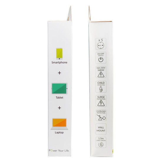 LIME ΠΟΛΥΠΡΙΖΟ 5 ΣΟΥΚΟ LS-515W ΜΕ ΔΙΑΚΟΠΤΗ - ΠΑΙΔΙΚΗ ΠΡΟΣΤΑΣΙΑ ΥΠΕΡΤΑΣΗΣ & ΥΠΕΡΦΟΡΤΩΣΗΣ (3x1.5mm2)
