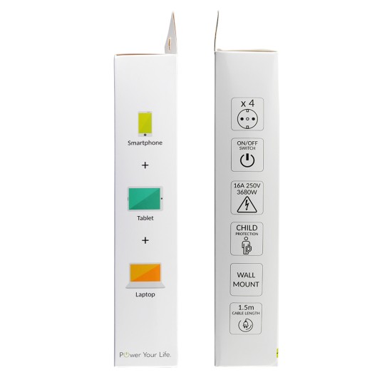 LIME ΠΟΛΥΠΡΙΖΟ 4 ΣΟΥΚΟ LS-415W ΜΕ ΔΙΑΚΟΠΤΗ-ΠΑΙΔΙΚΗ ΠΡΟΣΤΑΣΙΑ (3x1.5mm2) 1.5m ΑΣΠΡΟ