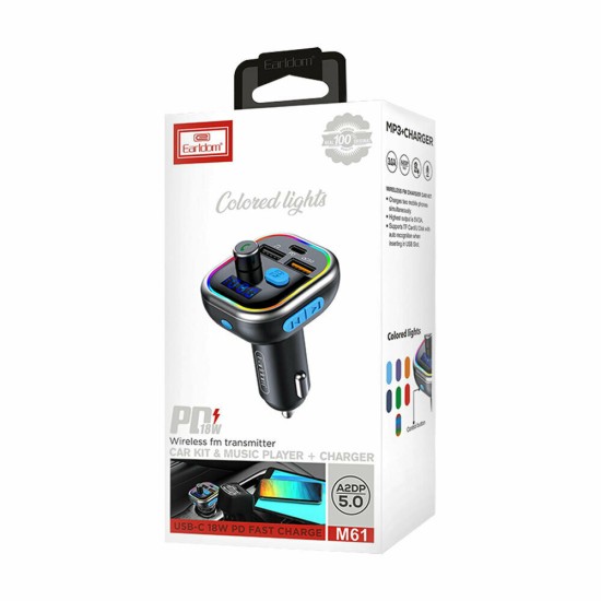 Earldom FM Transmitter ET-M61 με Bluetooth / USB Μαυρο