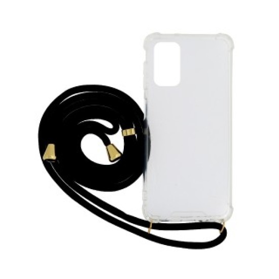 Θήκη Ancus Crossbody για Samsung SM-A136F Galaxy A13 5G με Κορδόνι Μαυρo Διάφανη