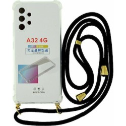 Θήκη Ancus Crossbody για Samsung SM-A325F Galaxy A32 4G με Κορδόνι Μαυρo Διάφανη