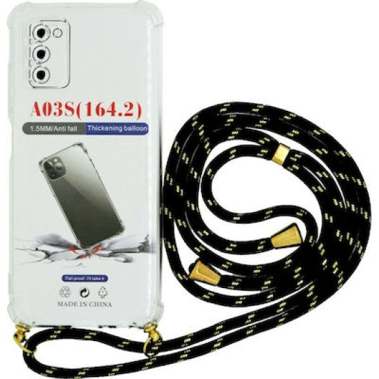 Θήκη Ancus Crossbody για Samsung SM-A037F Galaxy A03s Διάφανη με Κορδόνι Κίτρινο