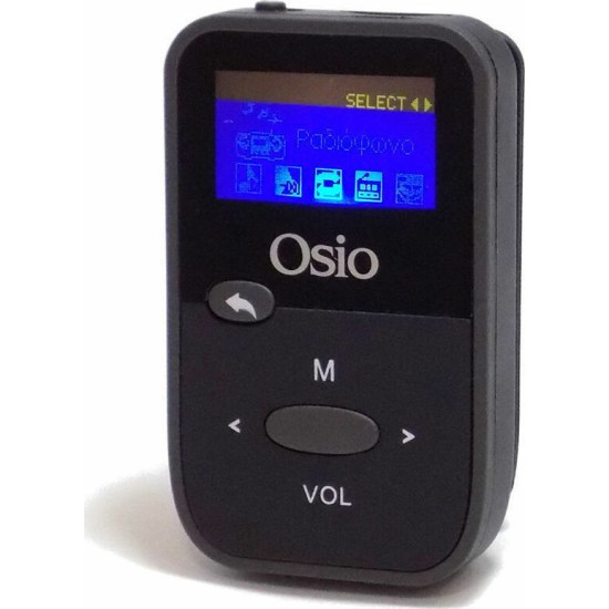Osio MP3 Player-FM Radio Με Οθονη κ Κλιπ Ζωνης Μαυρο