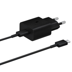 Samsung USB wall charger Type C 15W PD AFC + USB Type C cable EP-T1510XBEGEU Μαύρο