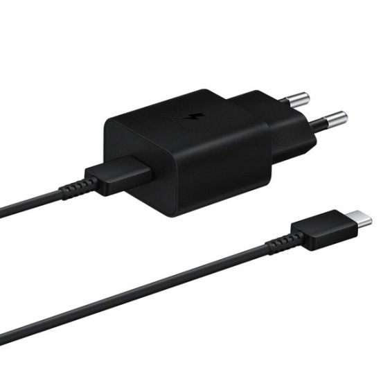 Samsung USB wall charger Type C 15W PD AFC + USB Type C cable EP-T1510XBEGEU Μαύρο