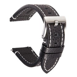 Λουράκι ρολογιού BAND-001-BK, 20mm, δερμάτινο, μαύρο