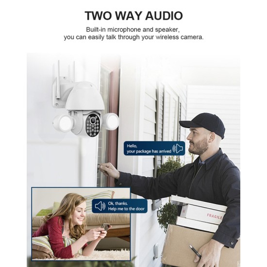 SECTEC smart IP PTZ κάμερα ST-967-5M-TY, με PIR & προβολείς, Wi-Fi, 5MP