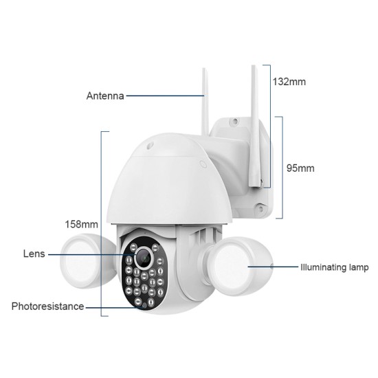 SECTEC smart IP PTZ κάμερα ST-967-5M-TY, με PIR & προβολείς, Wi-Fi, 5MP