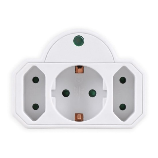 POWERTECH αντάπτορας ρεύματος PT-816, 1x schuko, 2x euro, 16A, λευκός