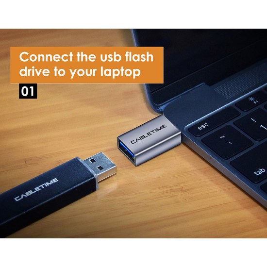 CABLETIME αντάπτορας USB Type-C σε USB 3.0 C160, γκρι