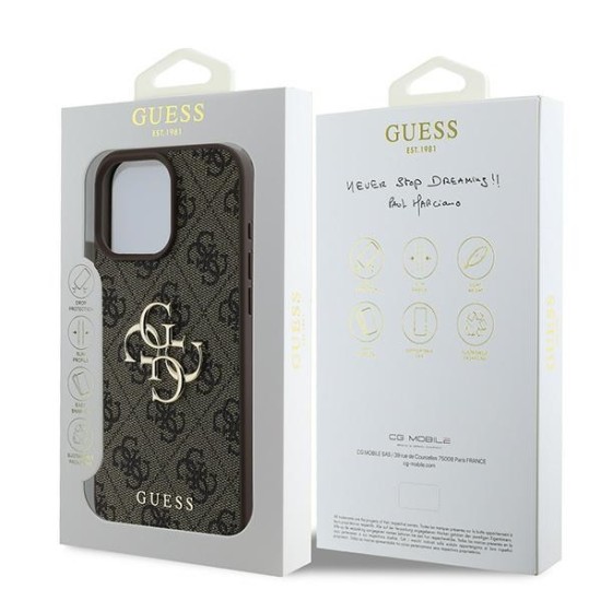 Guess 4G Big Logo Case for iPhone 16 Pro - Brown