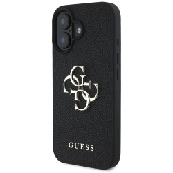 Guess Grained Big 4G Logo Small Classic Logo case for iPhone 16 - black