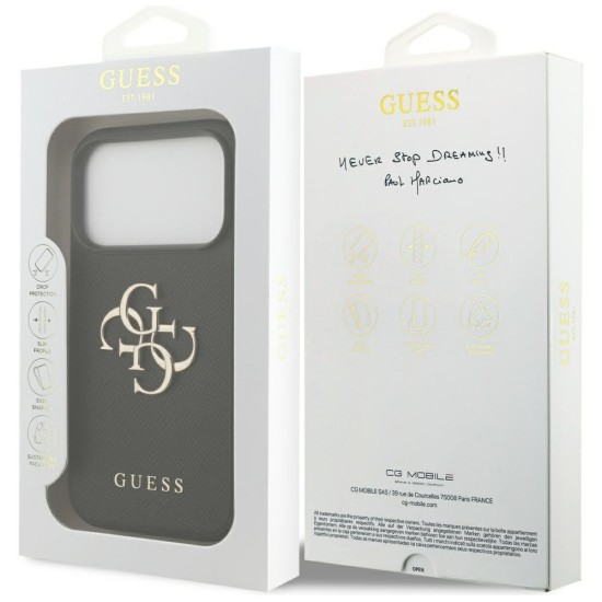 Guess Grained Big 4G & Classic Logo case for iPhone 17 Pro - black