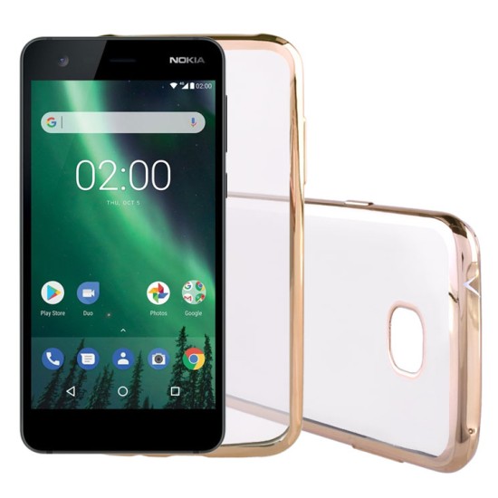 Θήκη Nokia 2 5.0 Διάφανο-Χρυσό Θήκη Nokia 2 5.0 Διάφανο-Χρυσό