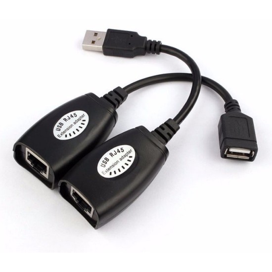 Μετατροπείς Powertech Converter CAT 5 / 5a / 6 σε USB, Μαύρο
