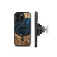 Wood and Resin Case for iPhone 14 Pro MagSafe Bewood Unique Neptune - Navy Blue and Black