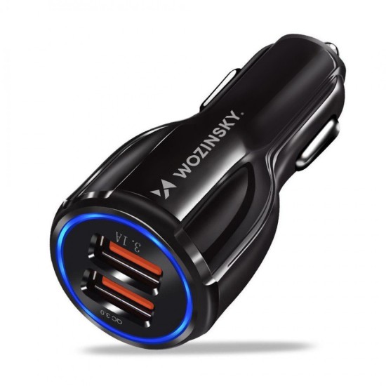 Wozinsky Φορτιστής Αυτοκινήτου (WCC-02) 2x USB Quick Charge 3.0 - 3.1A - Μαύρος