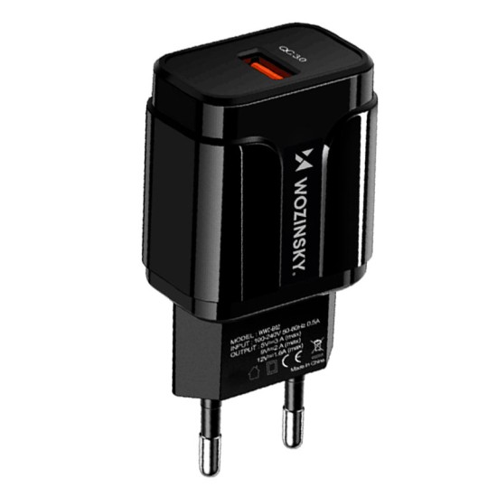 Wozinsky USB Quick Charge charger (WWC-B02) Μαύρο