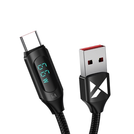 Wozinsky Braided USB 2.0 Cable USB-C male - USB-A male 66W Μαύρο 2m